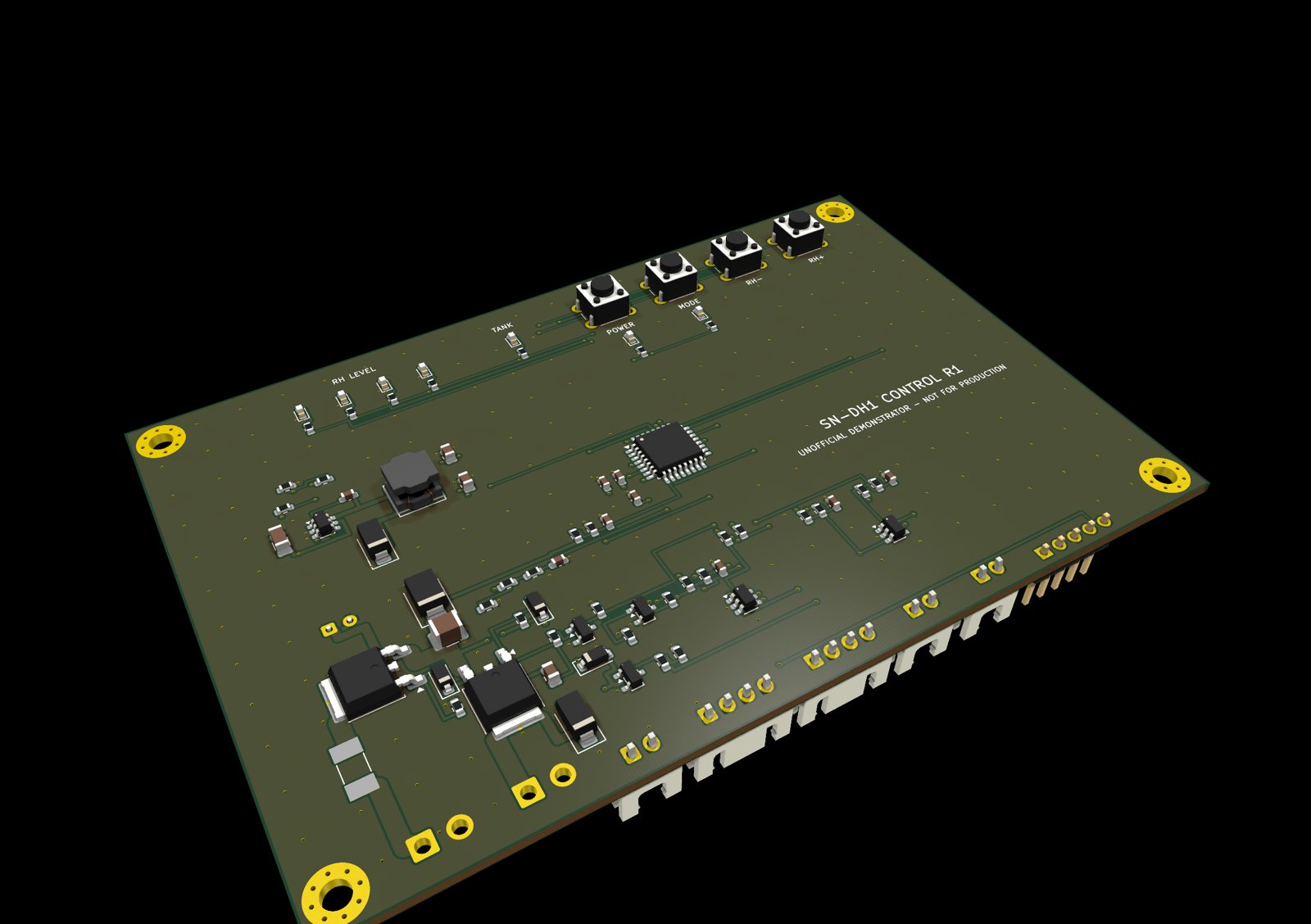 KiCad 3D render of the control board
