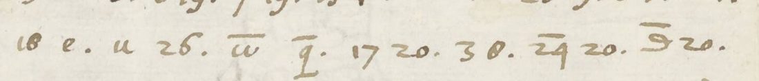 30 April cipher: q with a bar at the foot of its descender
