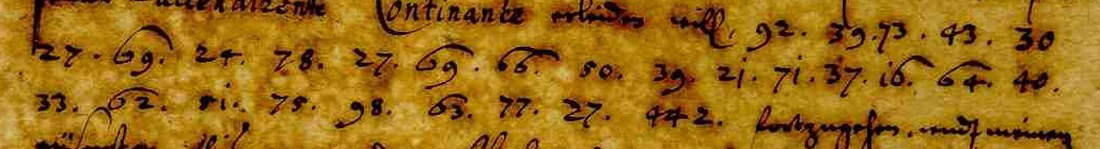 The third cipher passage: 92 39 73 43 30 / 27 69 24 78 27 69 66 50 39 21 71 37 16 64 40 / 33 62 51 75 98 63 77 27 442 loszugehen
