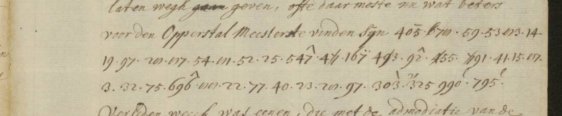 Battier's letter of 8 April 1688, scan 108 right: clear Dutch followed by marked cipher figures