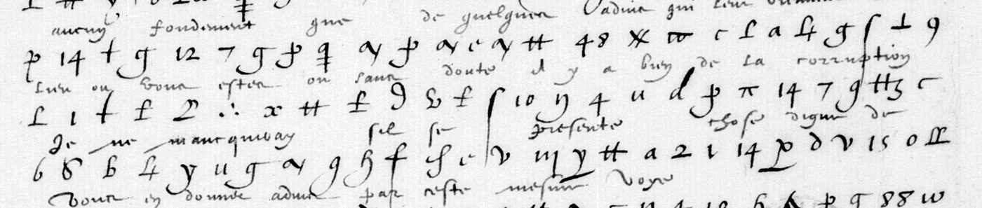 Manuscript lines with the cipher, from George Lasry&rsquo;s report