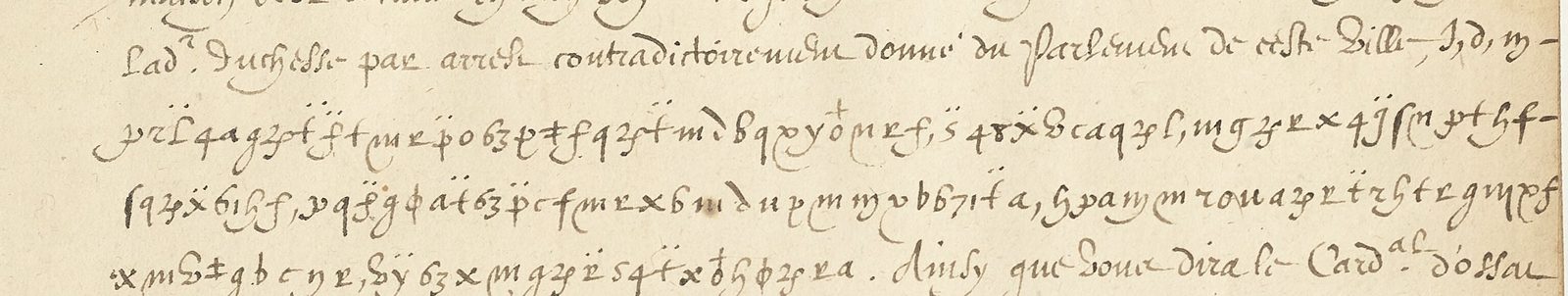 BnF fr. 3484 f. 34r, the first enciphered passage of the 10 November 1601 letter