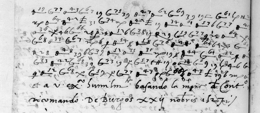 Seven lines of cipher followed by two lines of clear Italian with the place and date