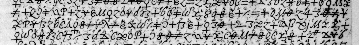 Manuscript lines with the cipher, from George Lasry&rsquo;s report
