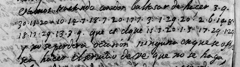Manuscript lines with the cipher, from George Lasry&rsquo;s report