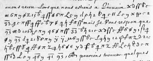 Manuscript lines with the cipher, from George Lasry&rsquo;s report