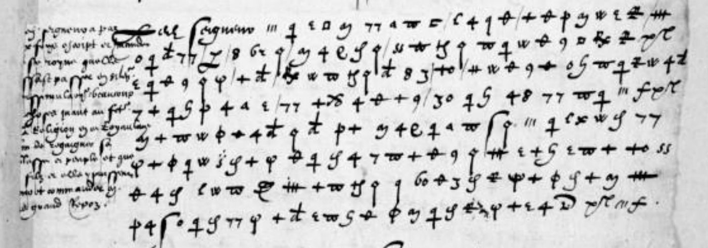 Manuscript lines with the cipher, from George Lasry&rsquo;s report