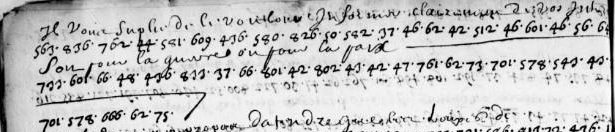 Manuscript lines with the cipher, from George Lasry&rsquo;s report