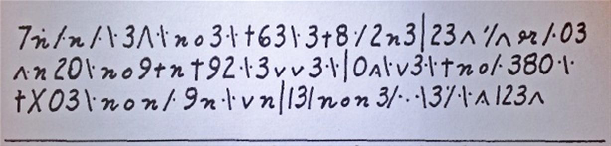 The Copenhagen cryptogram: three lines of digits, letters and strokes