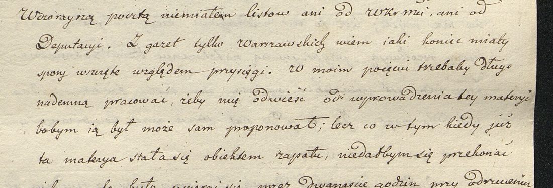 Polish handwriting beginning Wczorayszą pocztą nie miałem listow ani od WKrMci