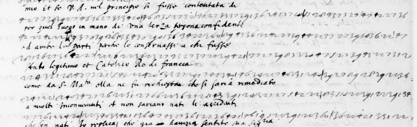 Manuscript lines with the cipher, from George Lasry&rsquo;s report