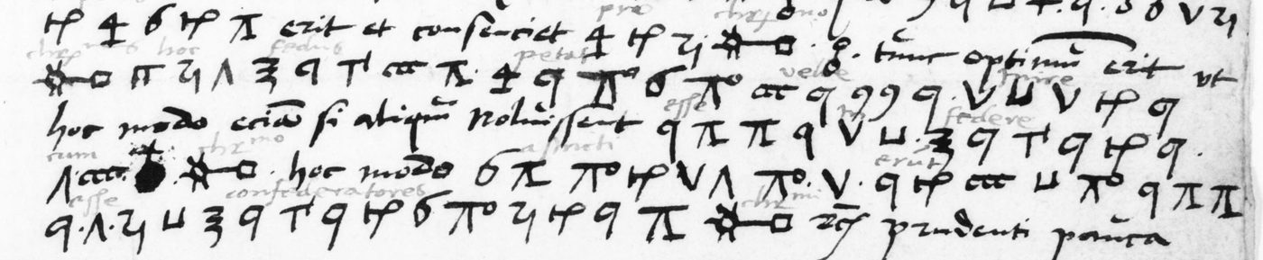 Manuscript lines with the cipher, from George Lasry&rsquo;s report