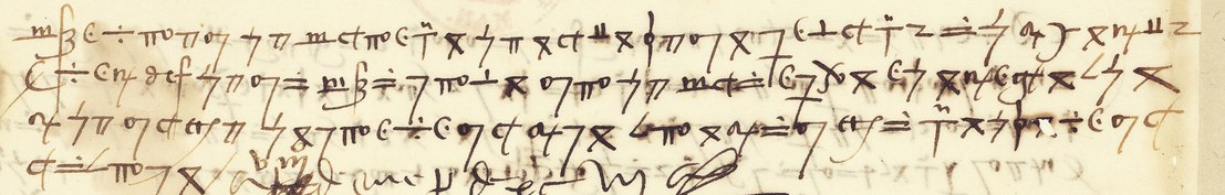 The four cipher lines of f. 122v above the beginning of the clear date line