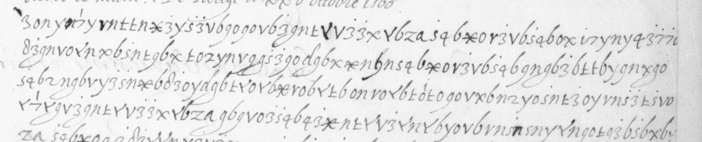 Manuscript lines with the cipher, from George Lasry&rsquo;s report