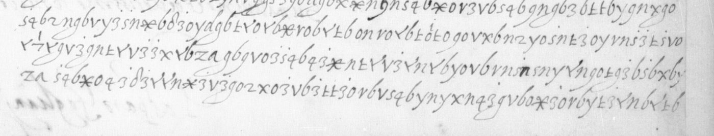 Manuscript lines with the cipher, from George Lasry&rsquo;s report