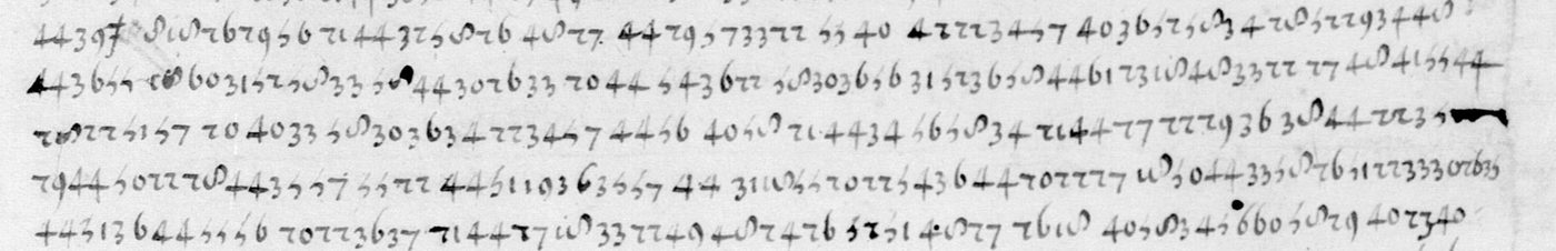Manuscript lines with the cipher, from George Lasry&rsquo;s report