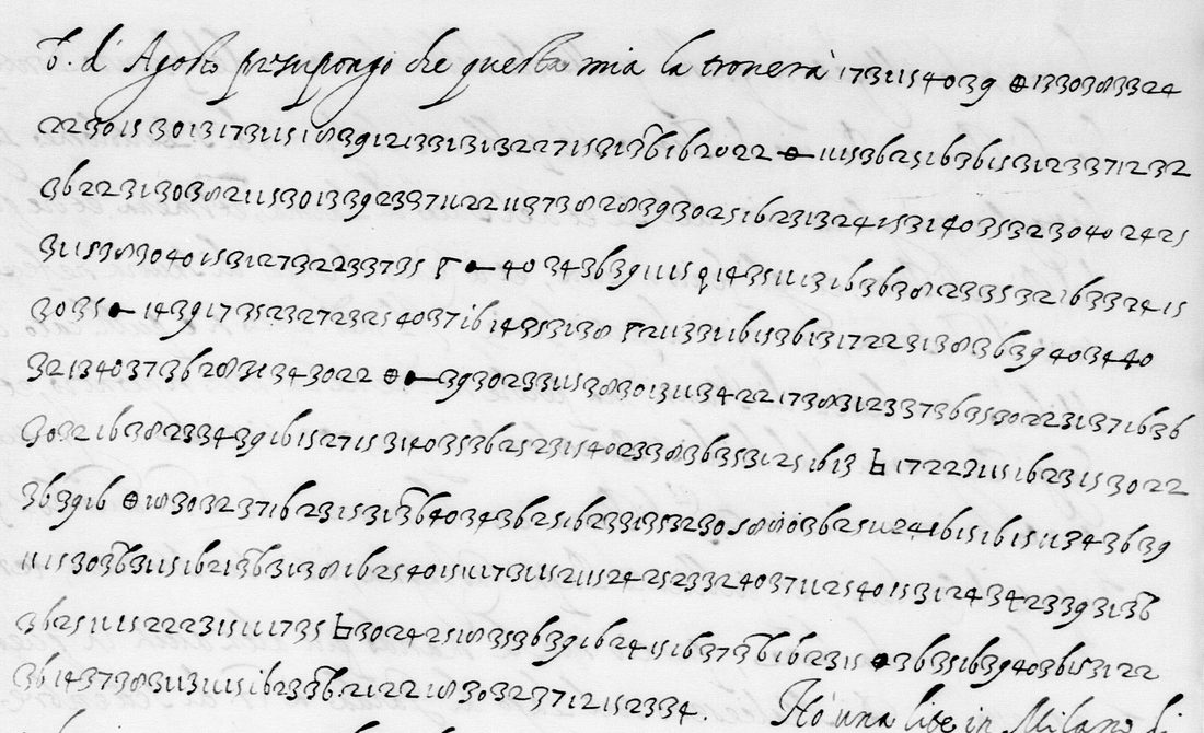 f. 93r: one clear line and eleven lines of unbroken figures with a few signs