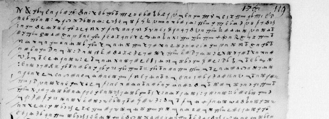 The top of BnF fr. 15564 f. 119, wholly in cipher