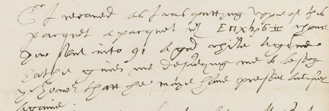 Opening lines of a handwritten English note with a single word of seven cipher signs on line 2