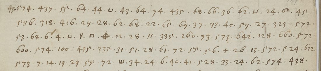 Five lines of numbers separated by dots, with a few symbol signs