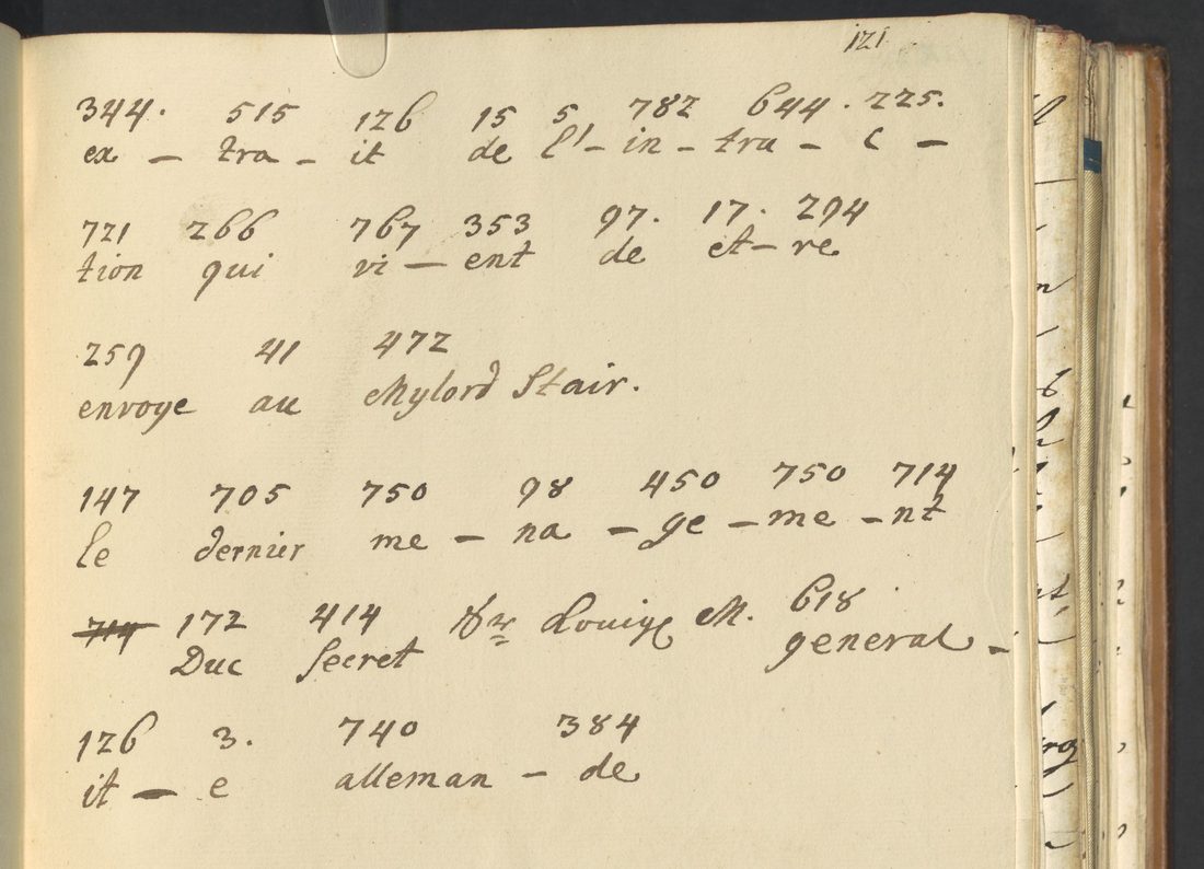 A page of numbers with syllables written under each