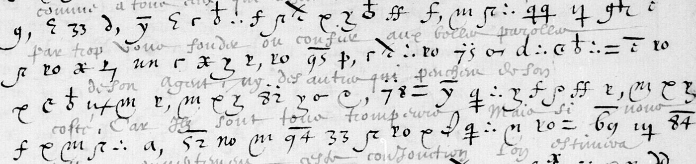 Manuscript lines with the cipher, from George Lasry&rsquo;s report