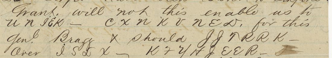 Detail of the three lines with the cipher words