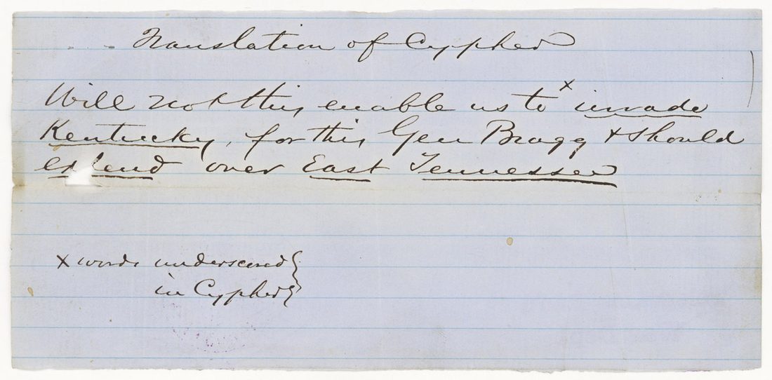 The leaf headed Translation of Cypher, with the five words underlined