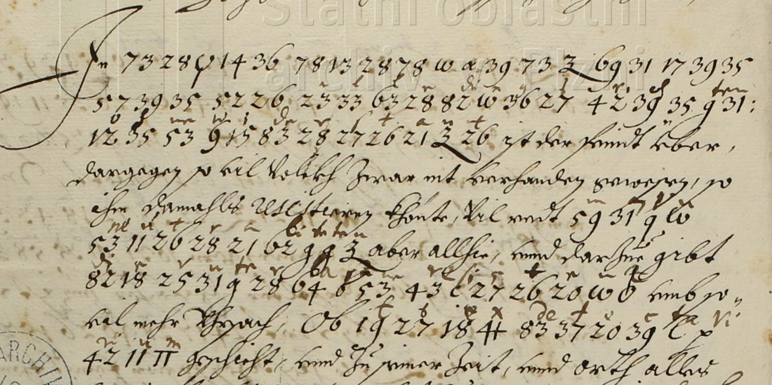 First page of Kurz's letter of 17 January 1639, numbers with small interlinear letters above them