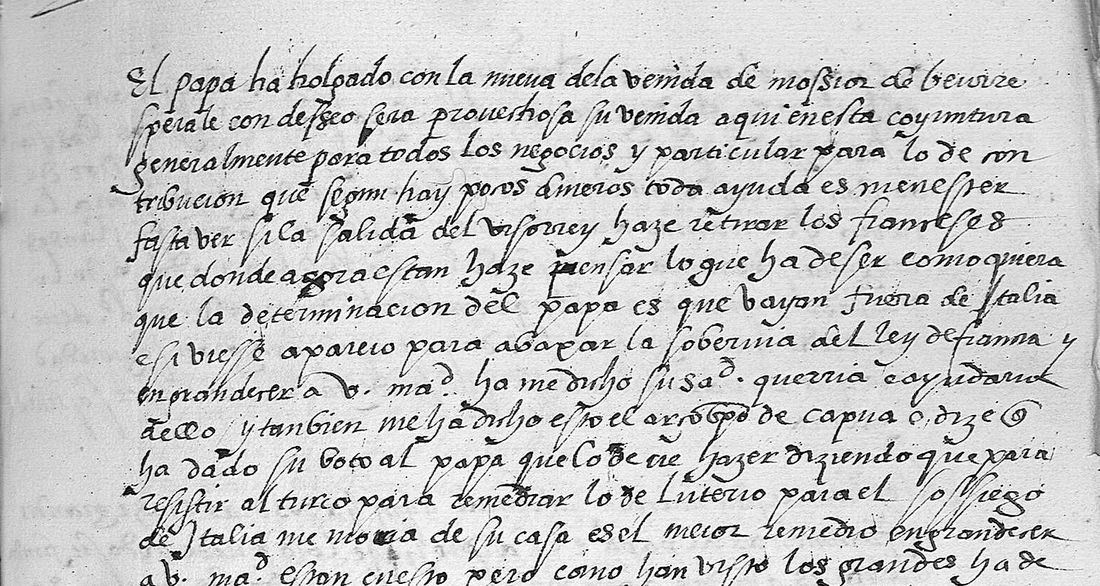 엽 133r: 1524년 2월 편지에 대한 서기의 평문본, 표제 Al Rey de Lope hurtado de v de hebrero MDxxiiij