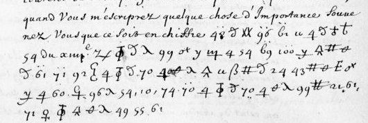 Manuscript lines with the cipher, from George Lasry&rsquo;s report