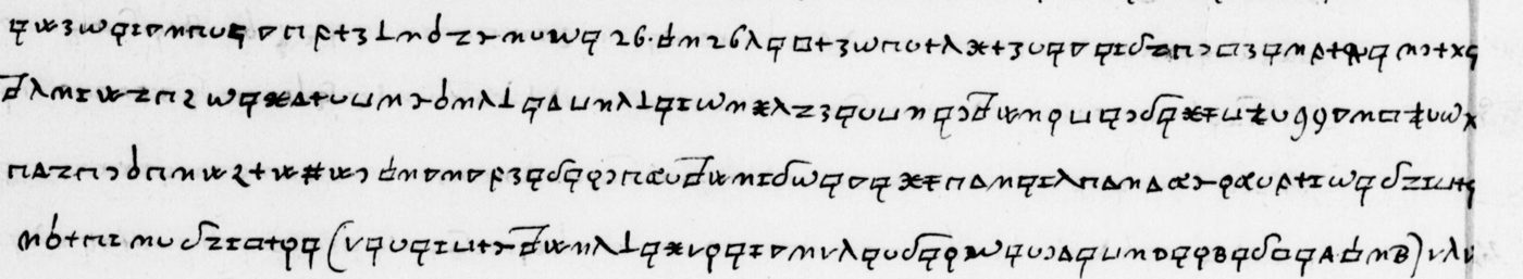 Manuscript lines with the cipher, from George Lasry&rsquo;s report