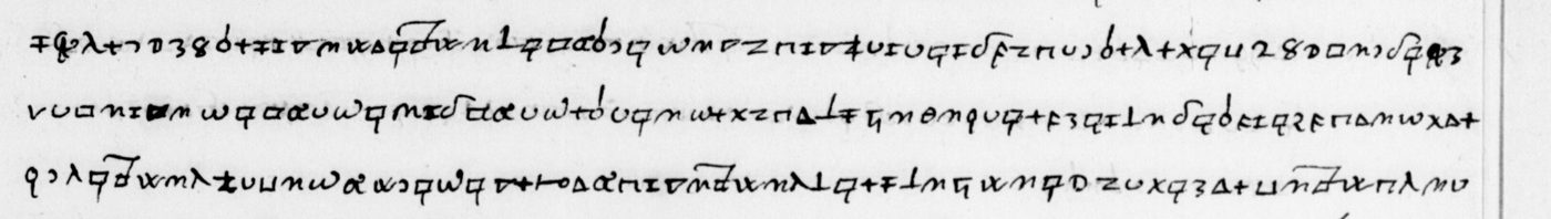 Manuscript lines with the cipher, from George Lasry&rsquo;s report