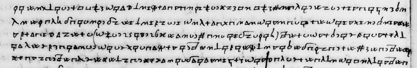 Manuscript lines with the cipher, from George Lasry&rsquo;s report