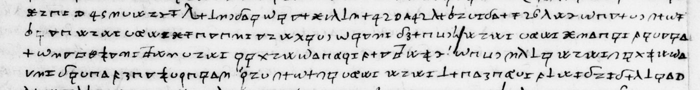 Manuscript lines with the cipher, from George Lasry&rsquo;s report