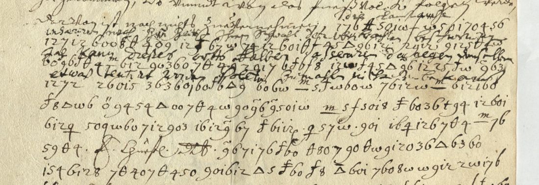 The cipher lines of R4500 with the interlinear gloss over the first four