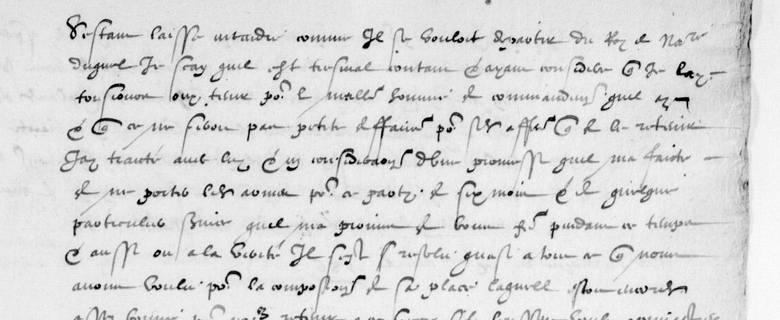 Nine lines of a sixteenth-century French secretary hand in clear