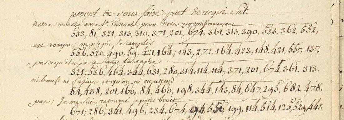 Coded lines with the decipherment written in a smaller hand above each