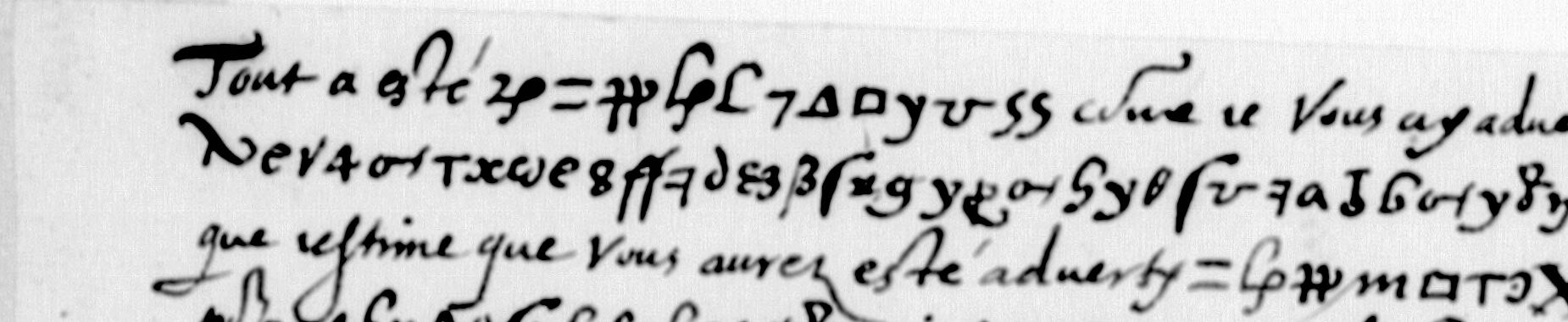 The first two lines of f. 151: clear French with runs of Greek-letter and geometric signs