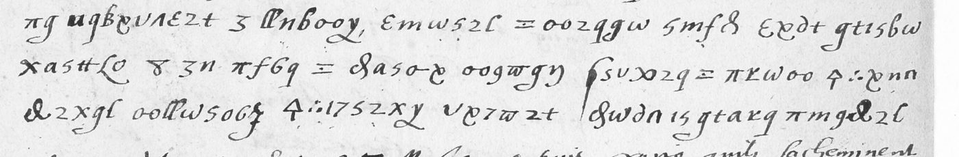 Manuscript lines with the cipher, from George Lasry&rsquo;s report