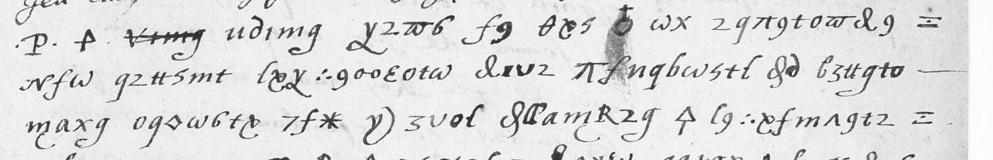 Manuscript lines with the cipher, from George Lasry&rsquo;s report
