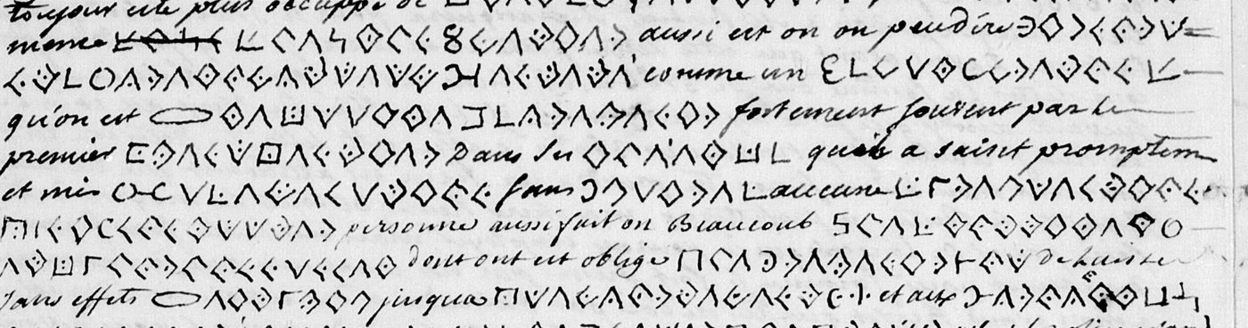 Manuscript lines with the cipher, from George Lasry&rsquo;s report