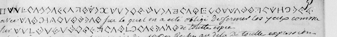 Manuscript lines with the cipher, from George Lasry&rsquo;s report