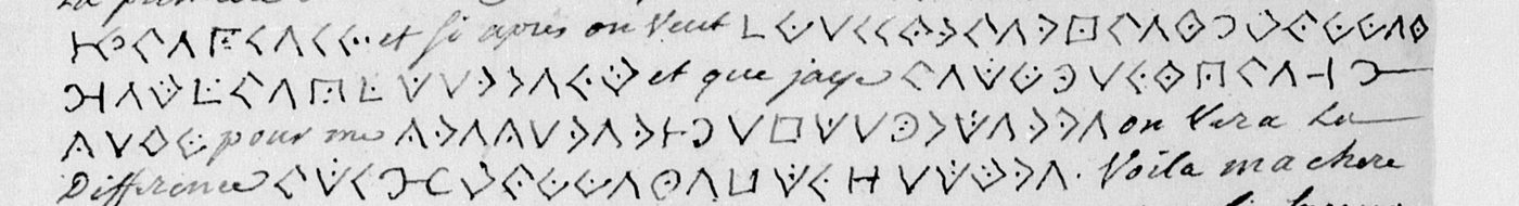 Manuscript lines with the cipher, from George Lasry&rsquo;s report