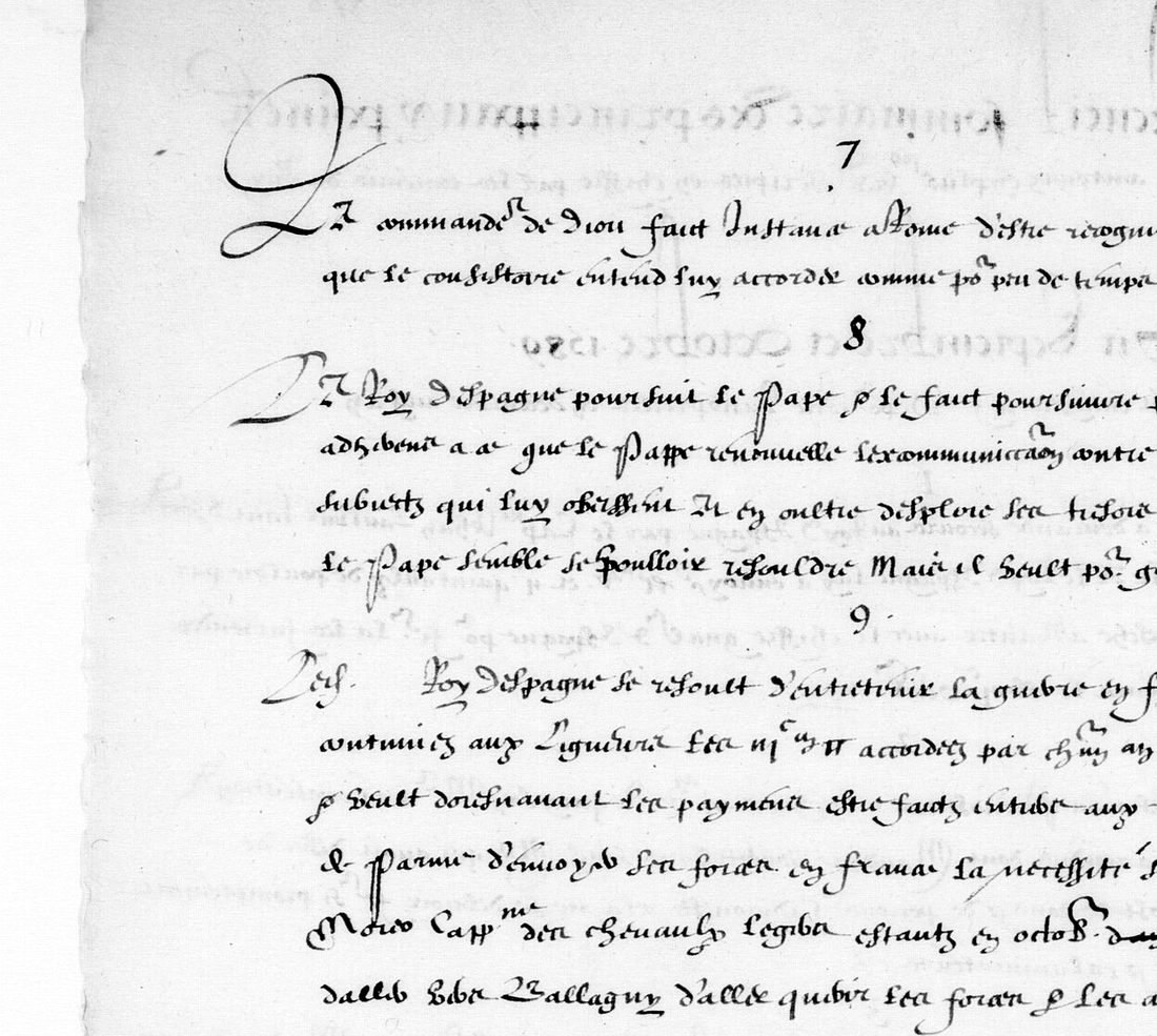 Folio 318 verso: numbered points 7, 8 and 9 of the digest