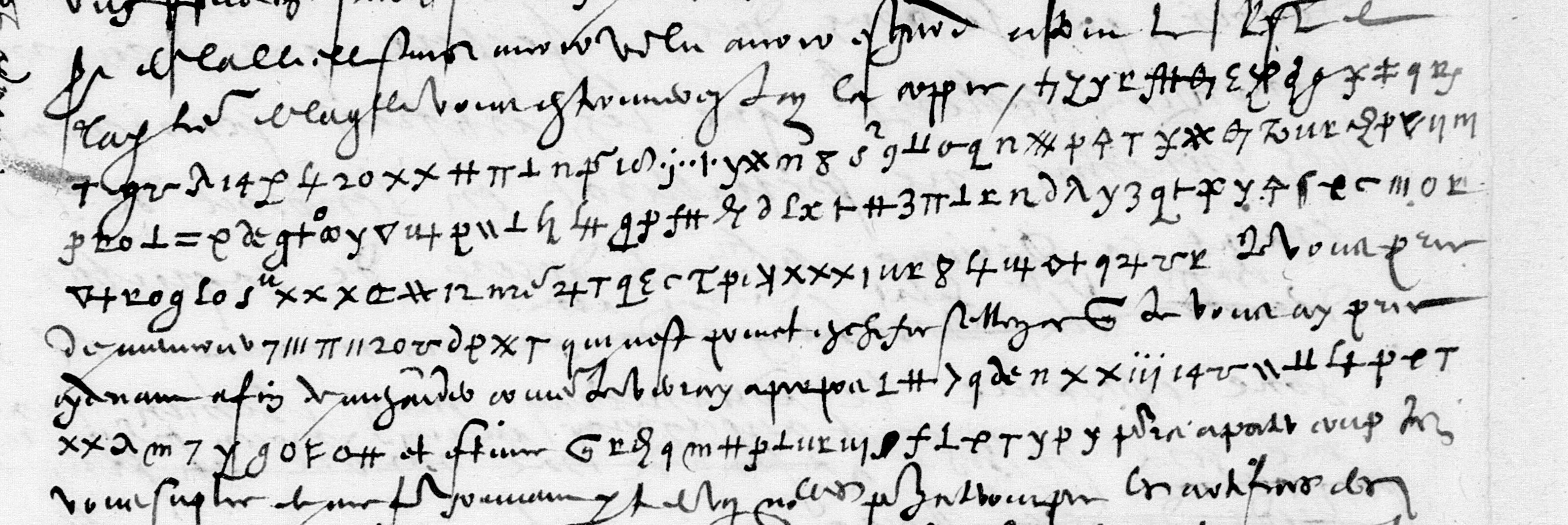 Nine lines of symbol cipher in the copy of 7 October 1593