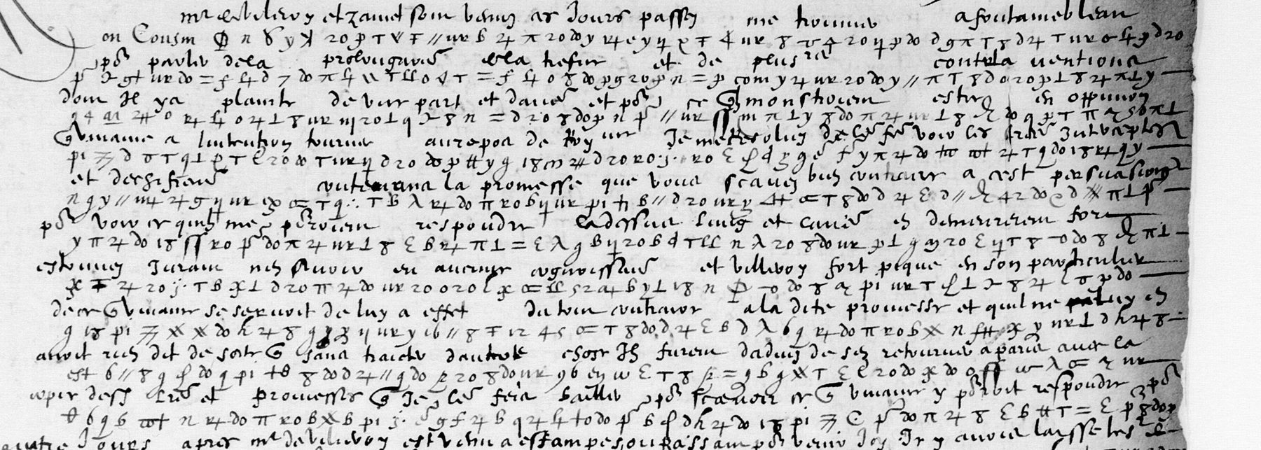 Interlined decipherment: lines of French plaintext written above lines of cipher symbols