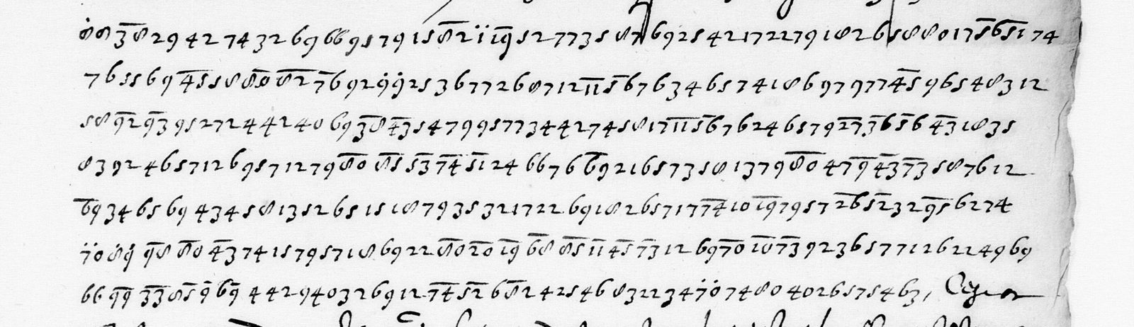 Seven lines of two-digit figures in the copy of 14 October 1593