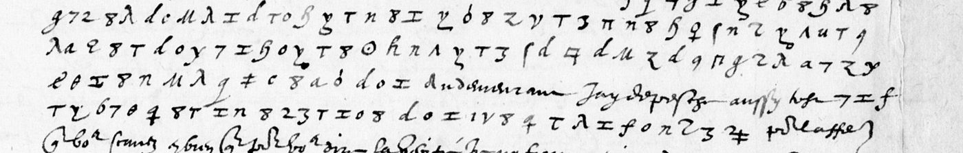 Manuscript lines with the cipher, from George Lasry&rsquo;s report