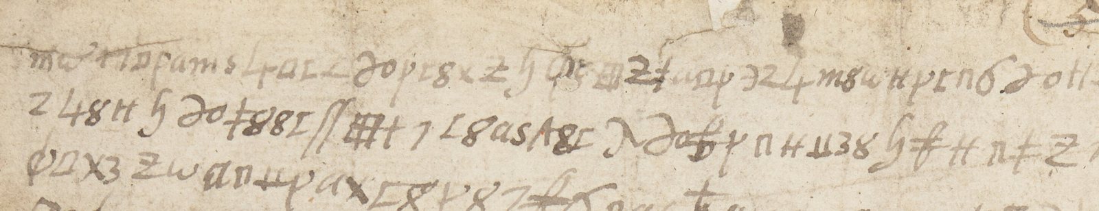 BL Cotton MS Caligula C II f. 66r, the first three lines of Mary's letter of the last of January 1570
